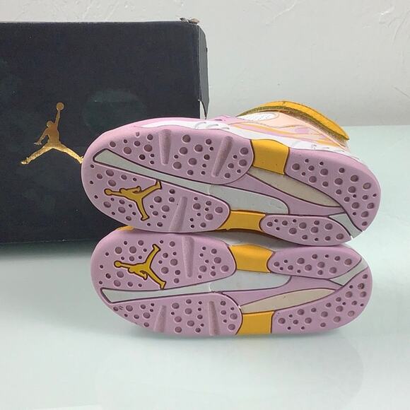 Jordan 8 Retro (TD) orange Pearl/LT Artic pink sneakers toddler size 10C EUC - Picture 9 of 16